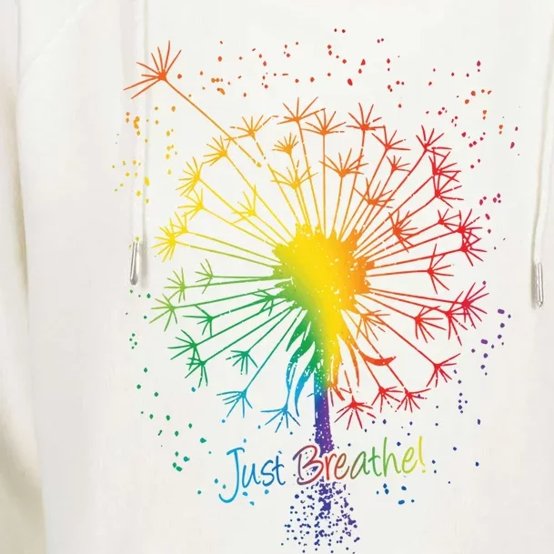 Cute Just Blow Dandelion Tattoodesign Arrows Breathe Rainbow Gift Womens Funnel Neck Pullover Hood