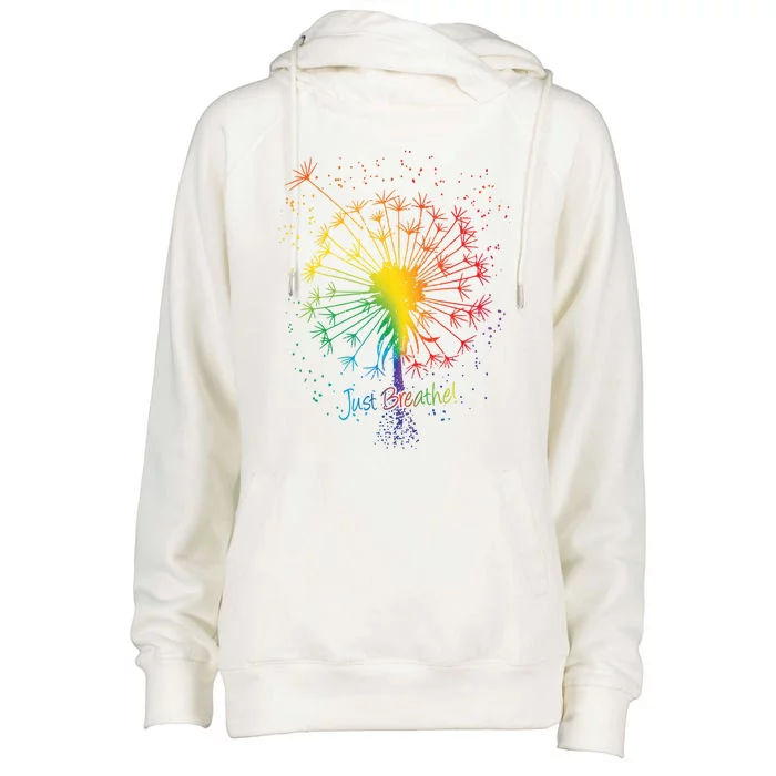 Cute Just Blow Dandelion Tattoodesign Arrows Breathe Rainbow Gift Womens Funnel Neck Pullover Hood