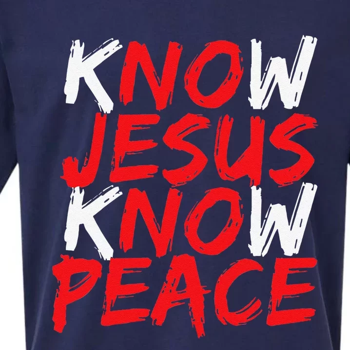 Christian Jesus Bible Verse Scripture Know Jesus Know Peace Sueded Cloud Jersey T-Shirt