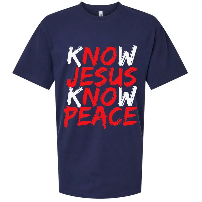 Christian Jesus Bible Verse Scripture Know Jesus Know Peace Sueded Cloud Jersey T-Shirt