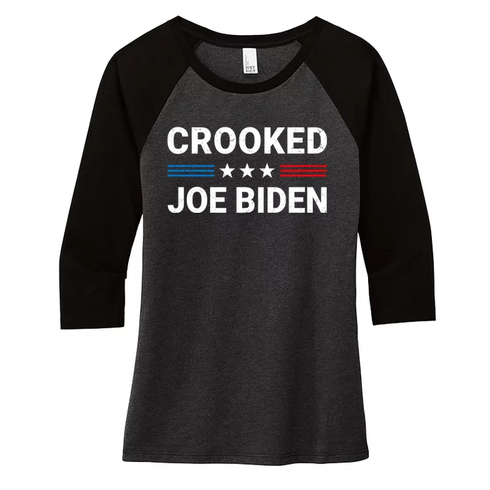 Crooked Joe Biden Trump Quote Called Joe Biden Crooked Women's Tri-Blend 3/4-Sleeve Raglan Shirt