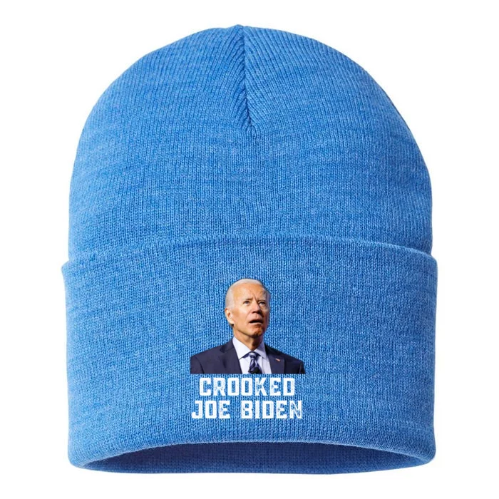 Crooked Joe Biden Trump Quote Called Joe Biden Crooked Sustainable Knit Beanie