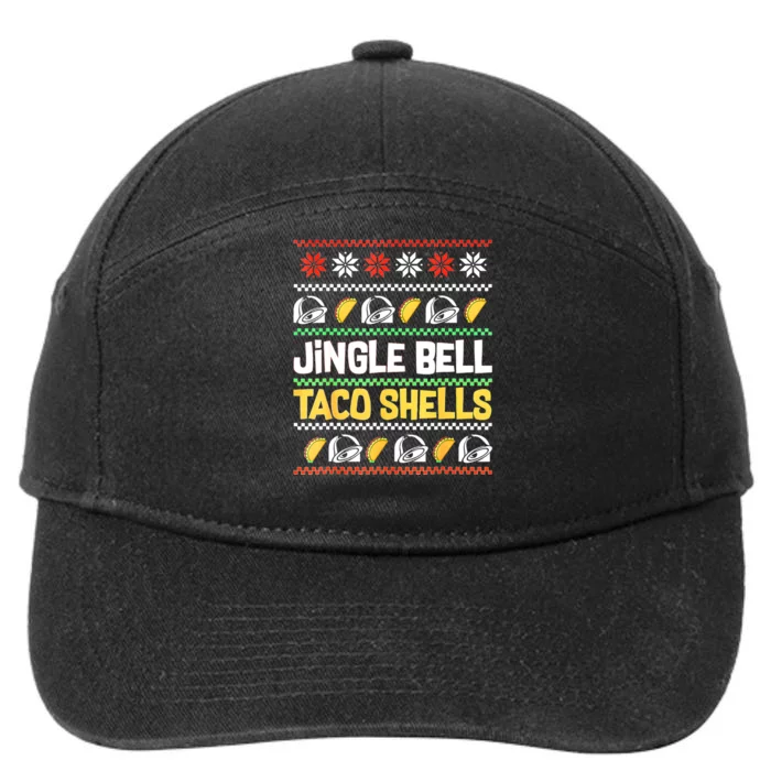 Christmas Jingle Bells Taco Shells Funny Ugly Xmas Sweater 7-Panel Snapback Hat