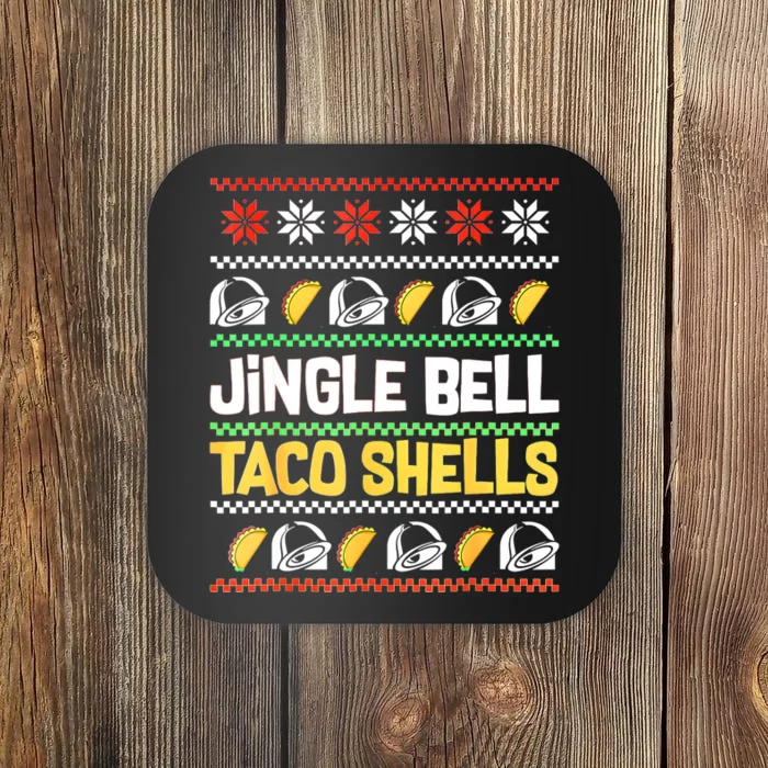 Christmas Jingle Bells Taco Shells Funny Ugly Xmas Sweater Coaster