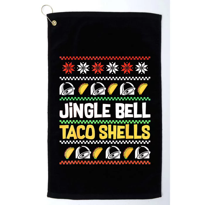 Christmas Jingle Bells Taco Shells Funny Ugly Xmas Sweater Platinum Collection Golf Towel