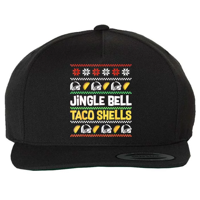 Christmas Jingle Bells Taco Shells Funny Ugly Xmas Sweater Wool Snapback Cap