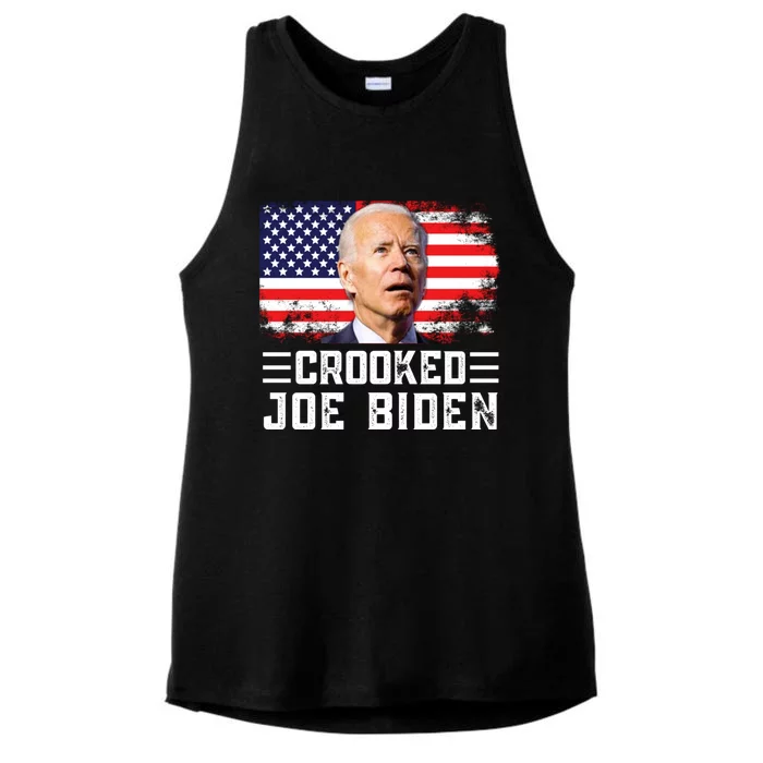 Crooked Joe Biden Trump Quote Called Joe Biden Crooked Ladies Tri-Blend Wicking Tank