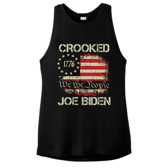 Crooked Joe Biden Trump Quote Called Joe Biden Crooked Ladies Tri-Blend Wicking Tank