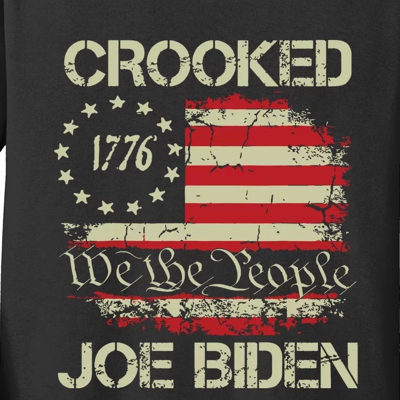 Crooked Joe Biden Trump Quote Called Joe Biden Crooked Kids Long Sleeve Shirt