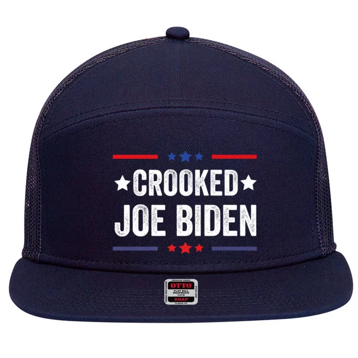 Crooked Joe Biden Trump Quote Called Joe Biden Crooked 7 Panel Mesh Trucker Snapback Hat