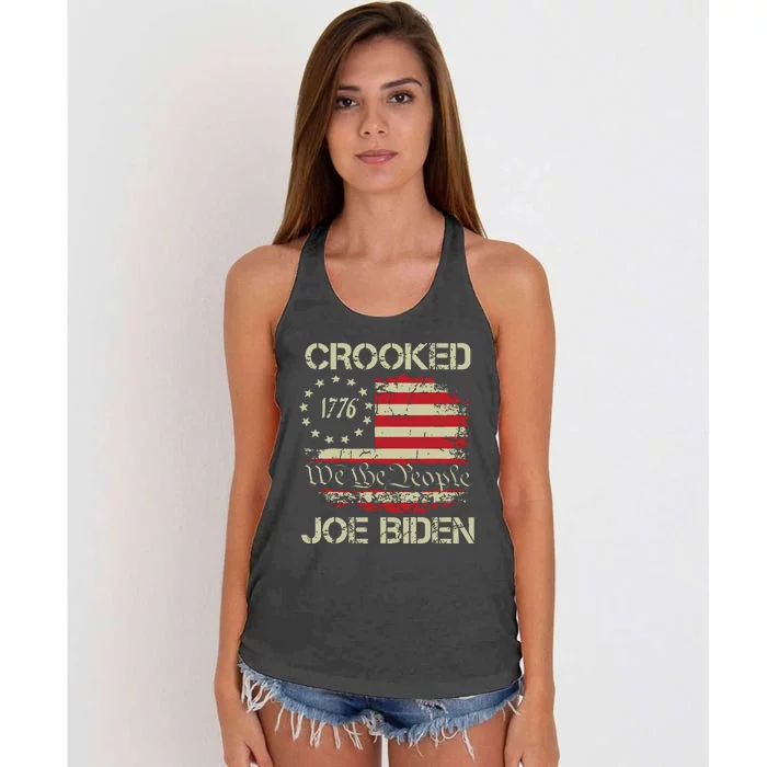 Crooked Joe Biden Trump Quote Called Joe Biden Crooked. Women's Knotted Racerback Tank