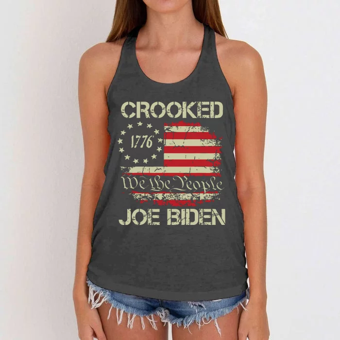 Crooked Joe Biden Trump Quote Called Joe Biden Crooked. Women's Knotted Racerback Tank