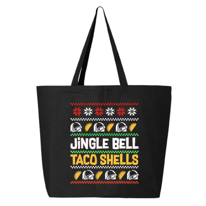 Christmas Jingle Bells Taco Shells Funny Ugly Xmas Sweater 25L Jumbo Tote