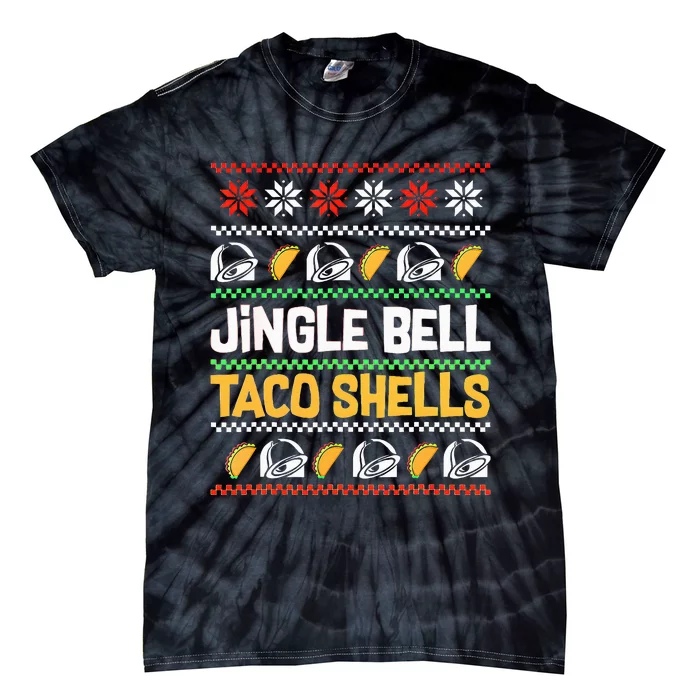 Christmas Jingle Bells Taco Shells Funny Ugly Xmas Sweater Tie-Dye T-Shirt