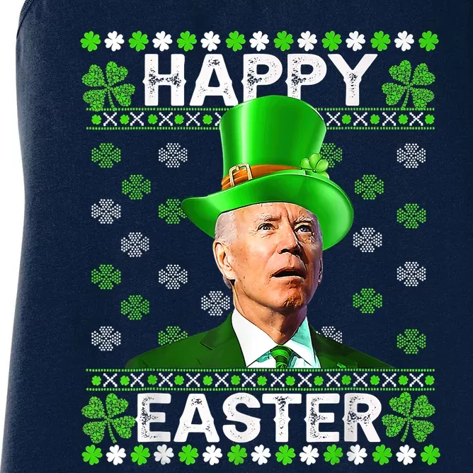 Confused Joe Biden Happy Easter St Patricks Day Women's Racerback Tank