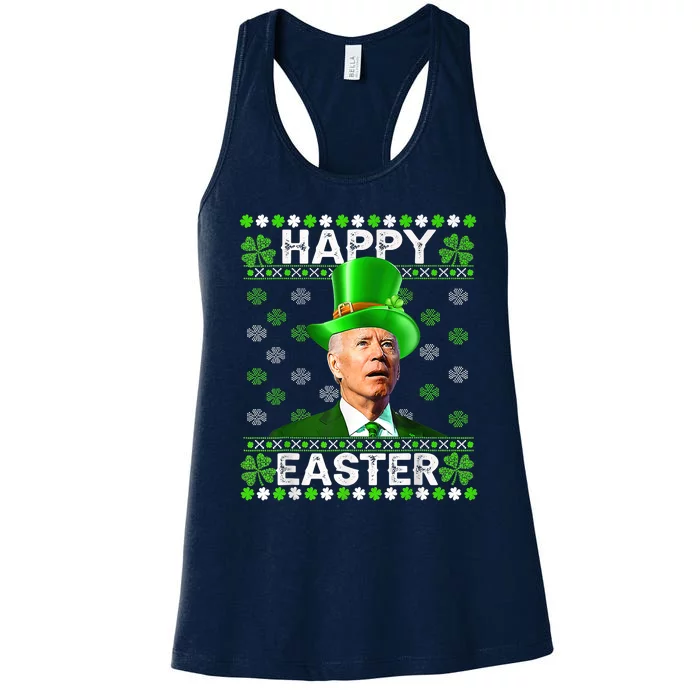 Confused Joe Biden Happy Easter St Patricks Day Women's Racerback Tank