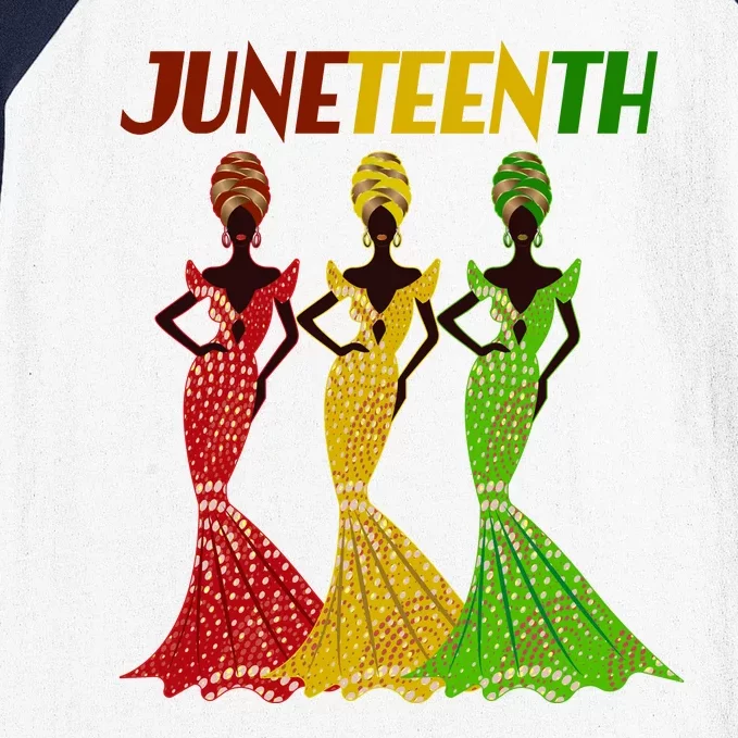 Celebrate Juneteenth Beautiful Black African American Women Attire Baseball Sleeve Shirt