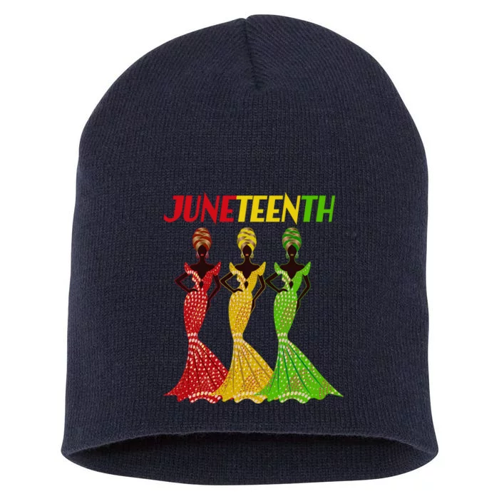 Celebrate Juneteenth Beautiful Black African American Women Attire Short Acrylic Beanie