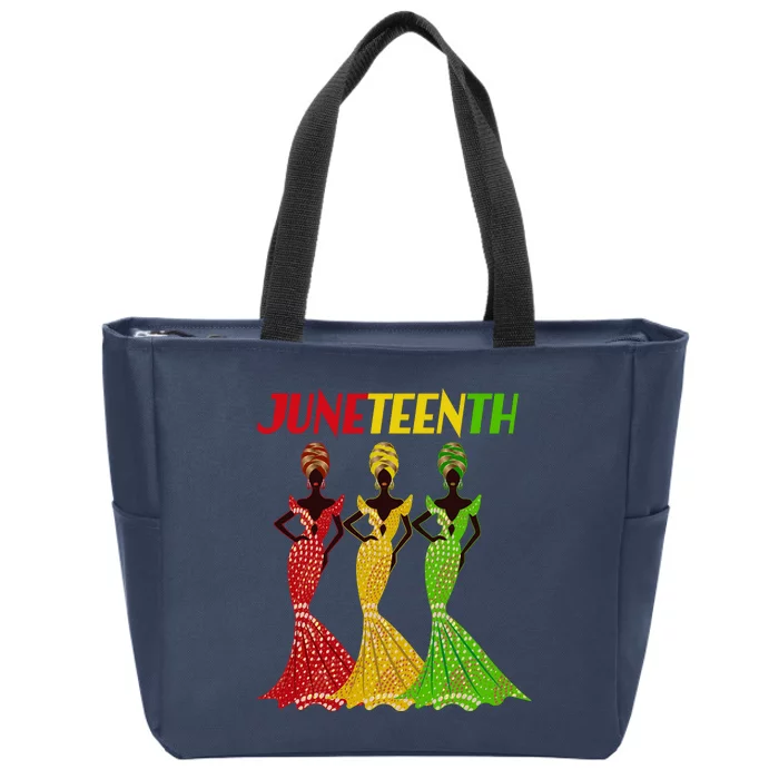 Celebrate Juneteenth Beautiful Black African American Women Attire Zip Tote Bag