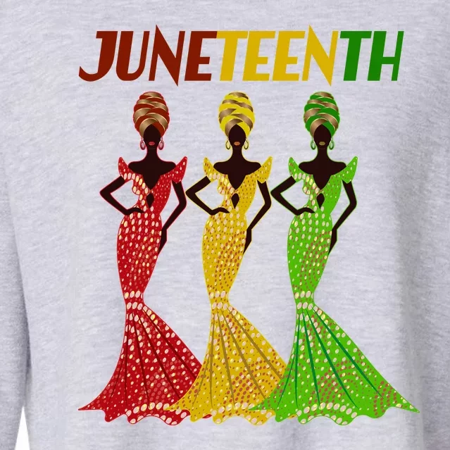 Celebrate Juneteenth Beautiful Black African American Women Attire Cropped Pullover Crew