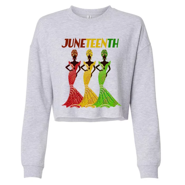 Celebrate Juneteenth Beautiful Black African American Women Attire Cropped Pullover Crew