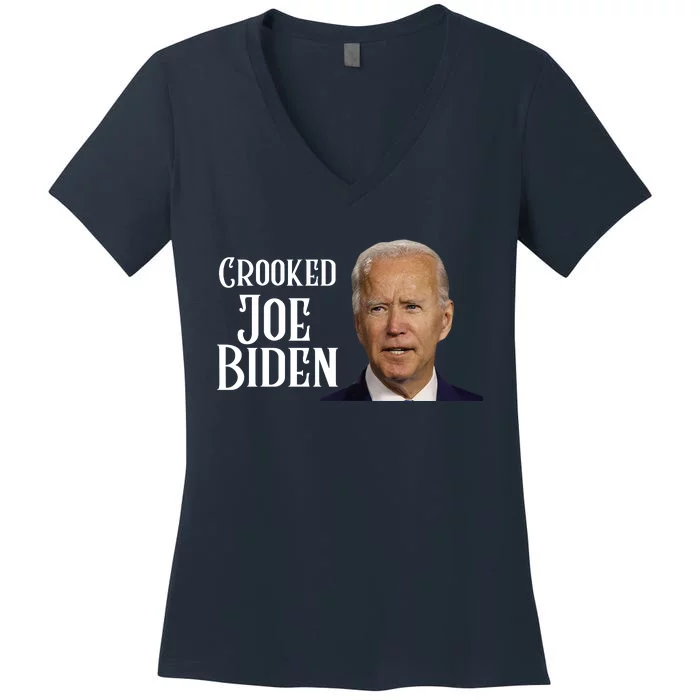 Crooked Joe Biden Women's V-Neck T-Shirt