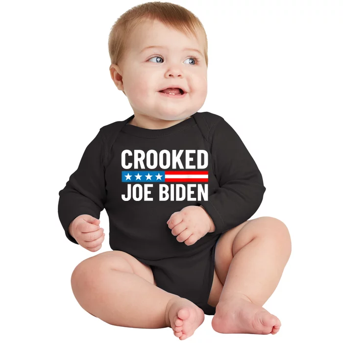 Crooked Joe Biden Confused Anti Biden Baby Long Sleeve Bodysuit