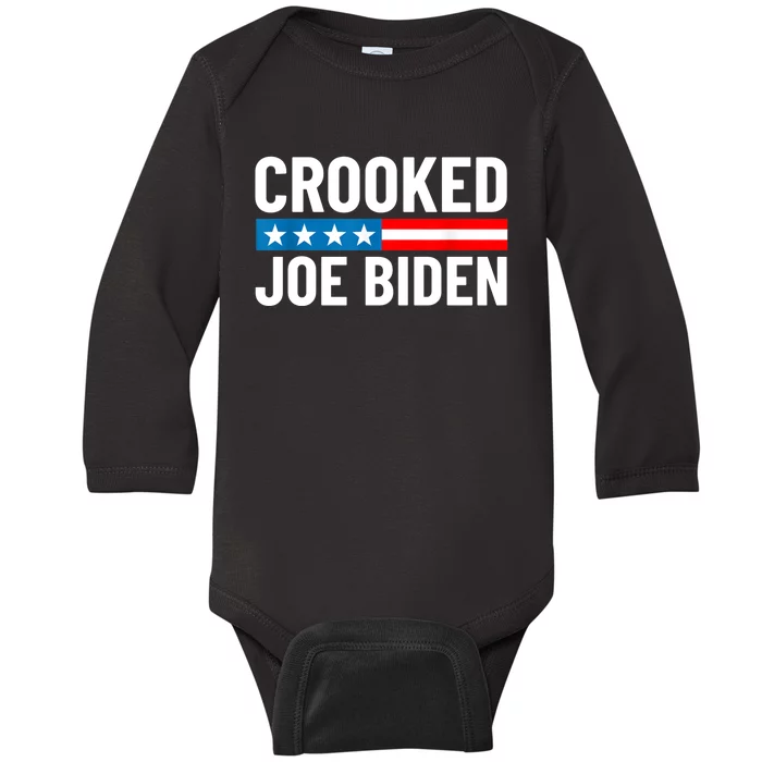 Crooked Joe Biden Confused Anti Biden Baby Long Sleeve Bodysuit