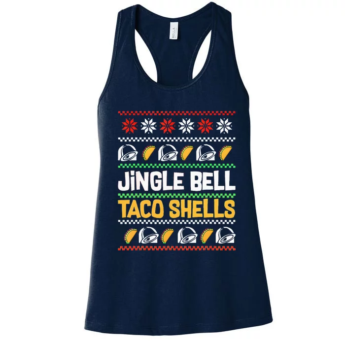 Christmas Jingle Bells Taco Shells Funny Ugly Xmas Sweater Women's Racerback Tank