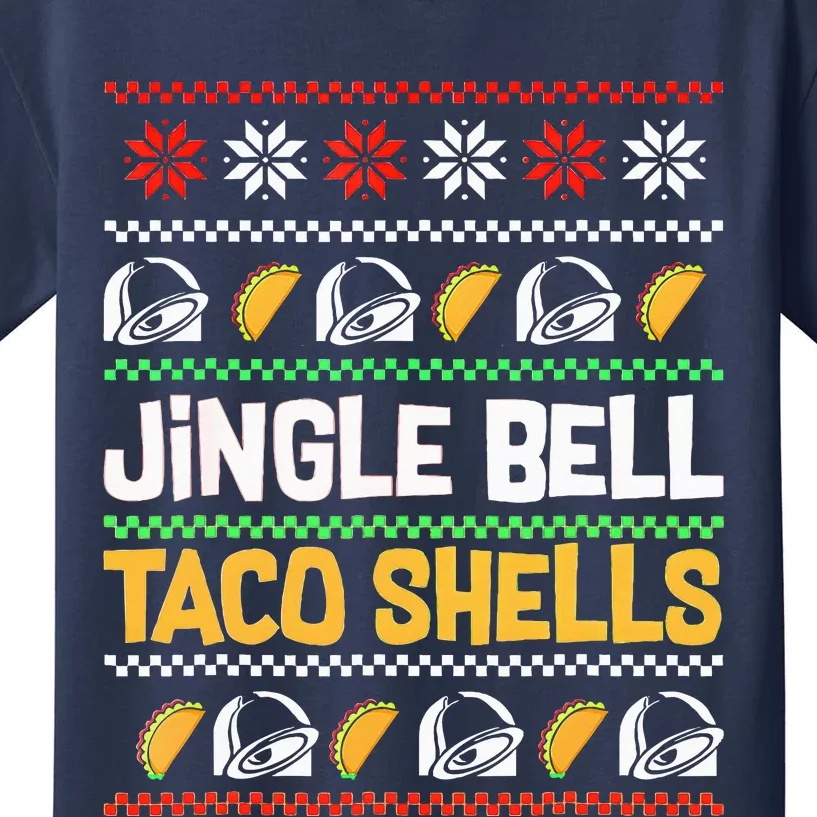 Christmas Jingle Bells Taco Shells Funny Ugly Xmas Sweater Kids T-Shirt