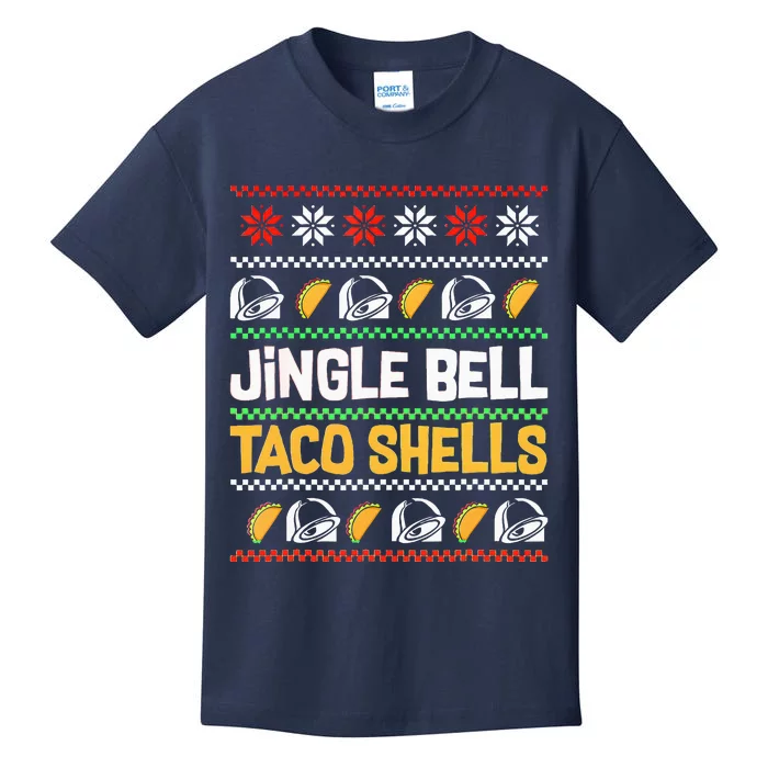 Christmas Jingle Bells Taco Shells Funny Ugly Xmas Sweater Kids T-Shirt