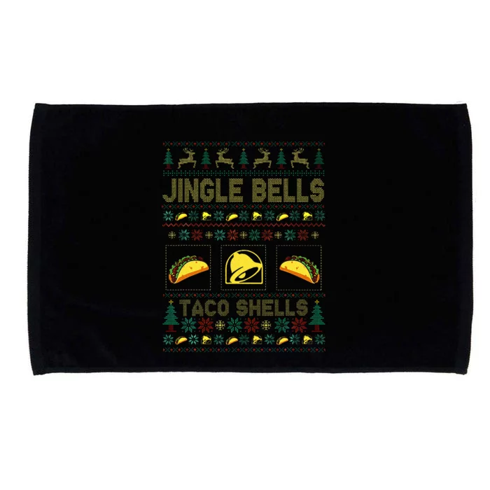 Christmas Jingle Bells Taco Shells Funny Ugly Xmas Sweater Microfiber Hand Towel