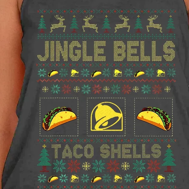 Christmas Jingle Bells Taco Shells Funny Ugly Xmas Sweater Women's Knotted Racerback Tank