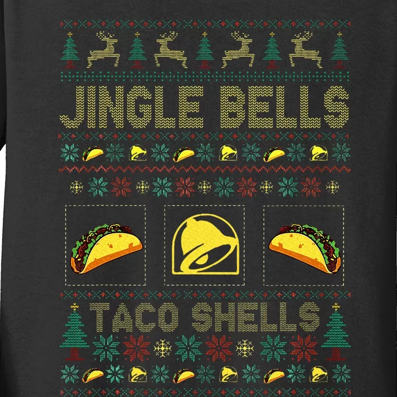 Christmas Jingle Bells Taco Shells Funny Ugly Xmas Sweater Kids Long Sleeve Shirt