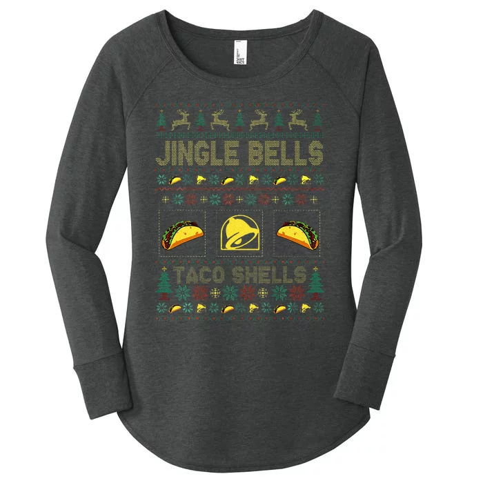 Christmas Jingle Bells Taco Shells Funny Ugly Xmas Sweater Women's Perfect Tri Tunic Long Sleeve Shirt