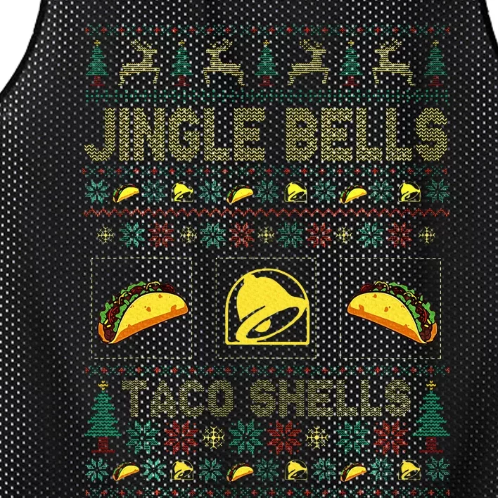 Christmas Jingle Bells Taco Shells Funny Ugly Xmas Sweater Mesh Reversible Basketball Jersey Tank