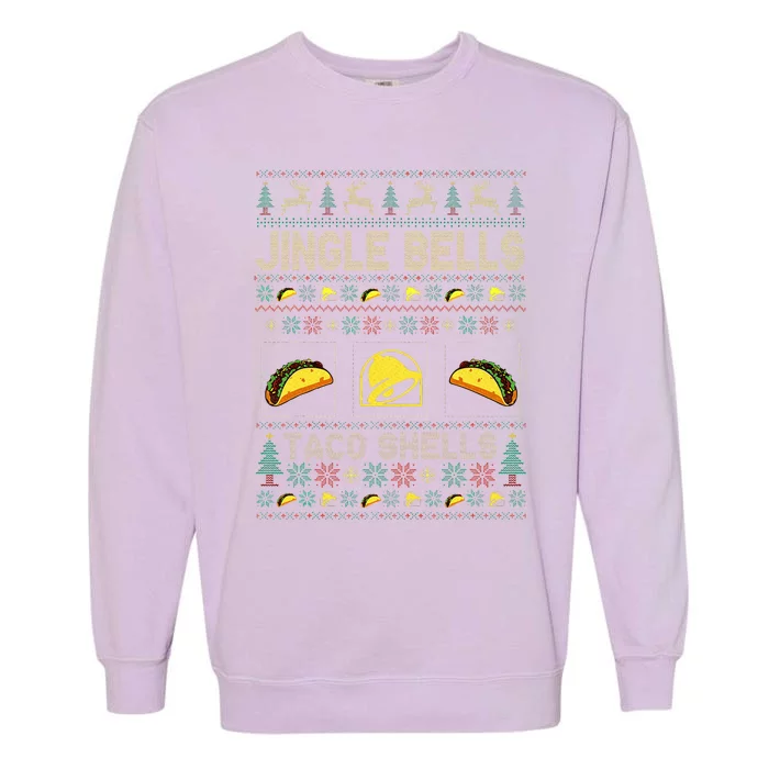 Christmas Jingle Bells Taco Shells Funny Ugly Xmas Sweater Garment-Dyed Sweatshirt