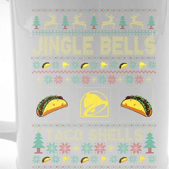 Christmas Jingle Bells Taco Shells Funny Ugly Xmas Sweater Front & Back Beer Stein