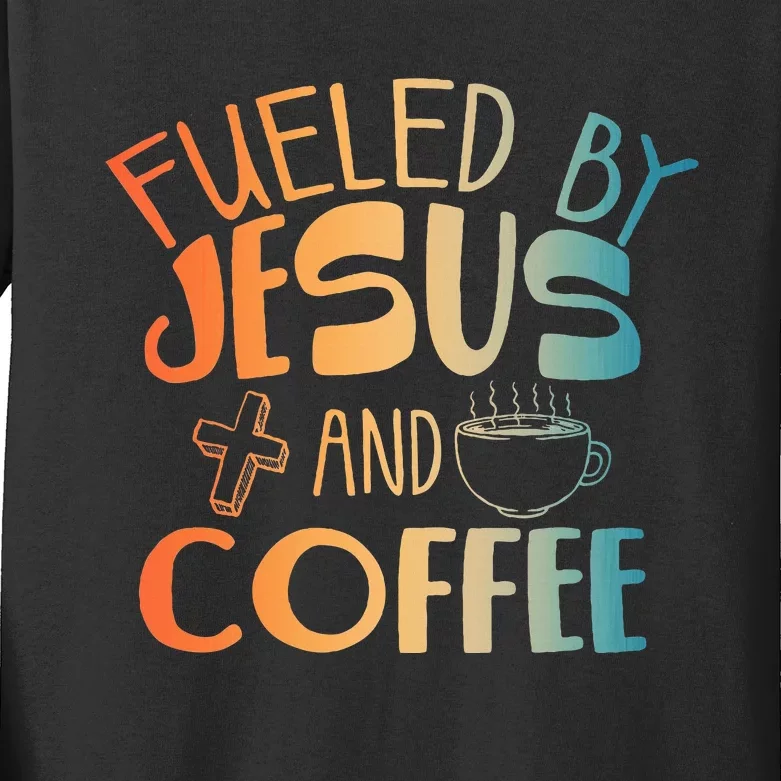 Cool Jesus Christian Jesus Coffee Lover Kids Long Sleeve Shirt