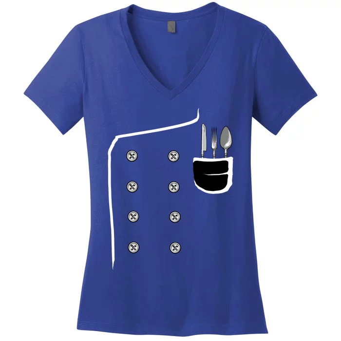 Chef Jacket Chef Costume Cook Cooking Funny Chef Gift Women's V-Neck T-Shirt