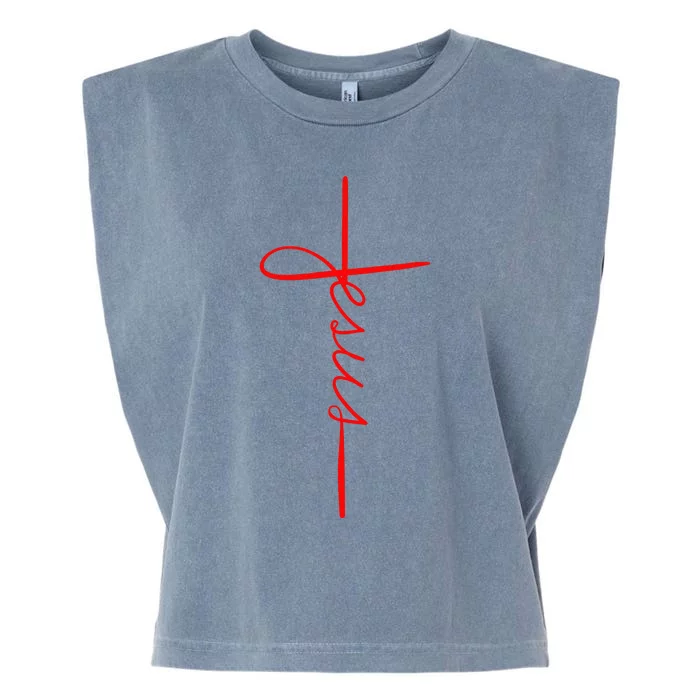 Cool Jesus Cross Gift For Funny Christian Faith Garment-Dyed Women's Muscle Tee