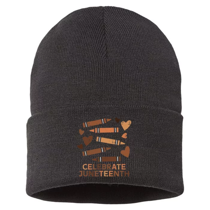 Celebrate Juneteenth Crayons June 19th 1865 Sustainable Knit Beanie