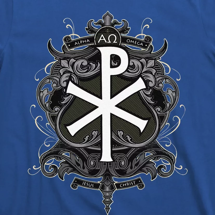 Christogram Jesus Christ Symbol Chi Ro Alpha Omega Catholic T-Shirt