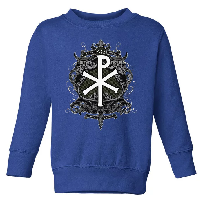 Christogram Jesus Christ Symbol Chi Ro Alpha Omega Catholic Toddler Sweatshirt