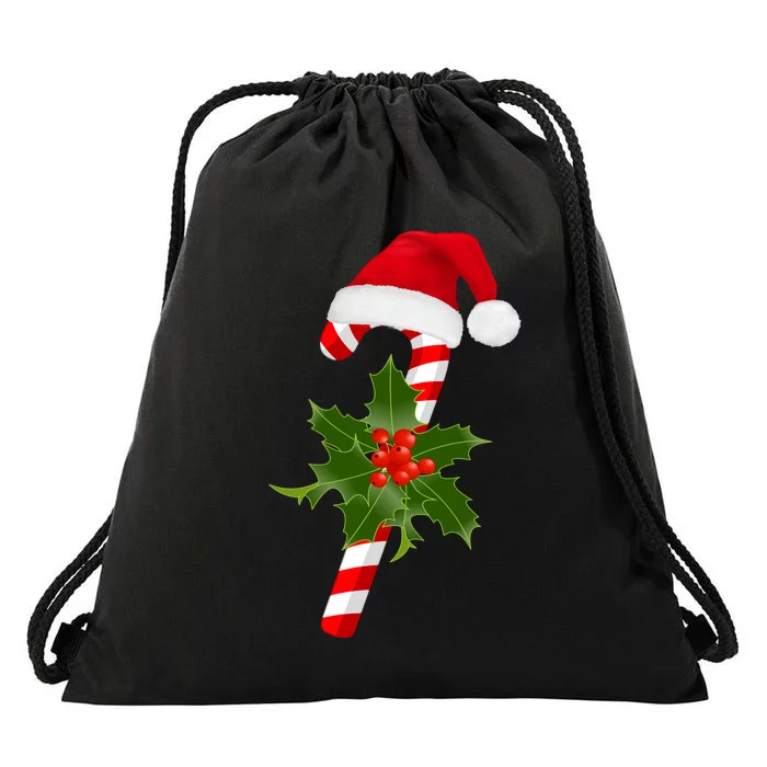 Christmas Jolly Candy Cane Drawstring Bag