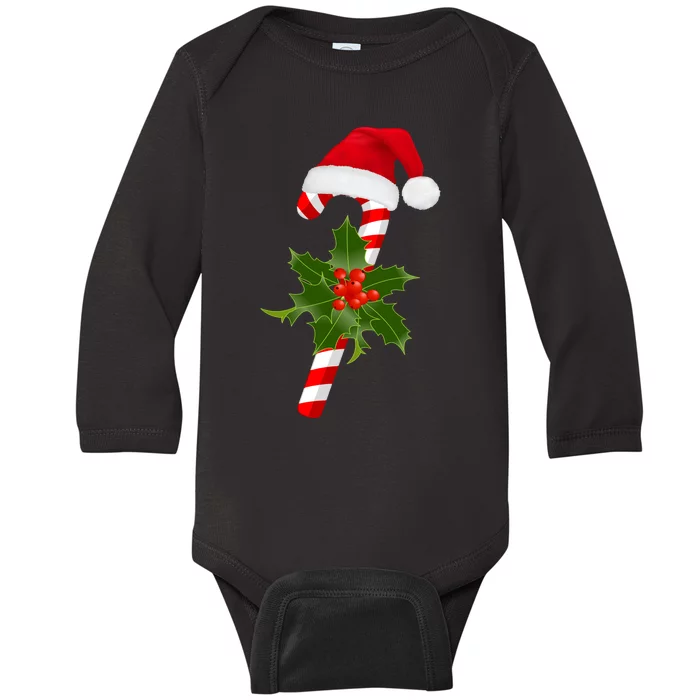 Christmas Jolly Candy Cane Baby Long Sleeve Bodysuit