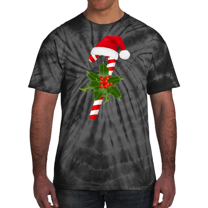 Christmas Jolly Candy Cane Tie-Dye T-Shirt