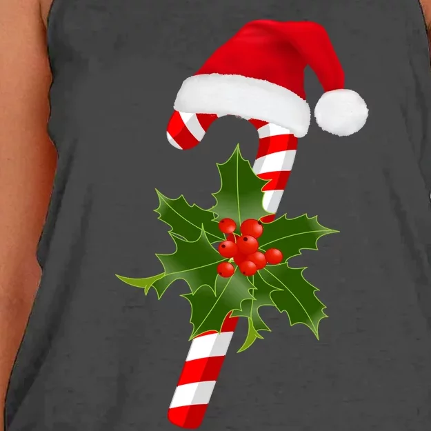 Christmas Jolly Candy Cane Women's Knotted Racerback Tank