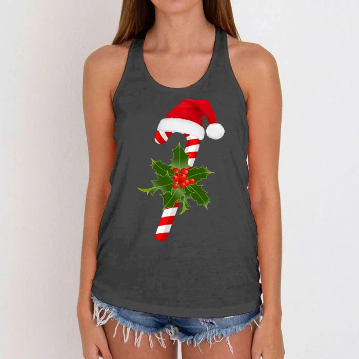 Christmas Jolly Candy Cane Women's Knotted Racerback Tank