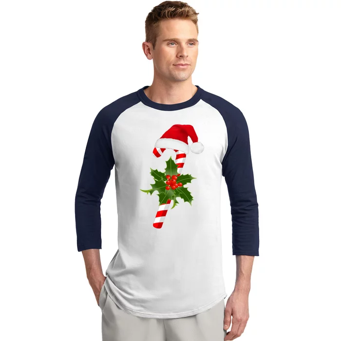 Christmas Jolly Candy Cane Baseball Sleeve Shirt